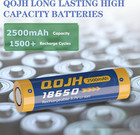18650 Rechargeable Battery Flat Top 2 Pack 3 7 Volt Real Capacity 2500mah Lit   
