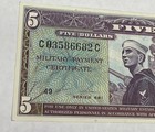 Series 681  5 Military Payment Certificate Unc 
