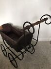 Vtg Antique Victorian Baby Doll Carriage Pram Stroller Goth Decor 1800s 1900s