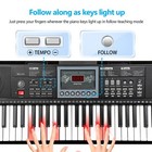 61 Key Keyboard Piano For Beginners With Stand Bench  Lighted Keys In Follow    