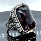 925 Sterling Silver Large Amethyst Ring  Handmade Deep Amethyst Ring