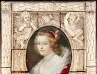 Antique French Hand Painted Miniature  Signed By Rubens - Carved Frame -6   x4    In
