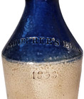 Uber Rare 1853 N  W  Burke s Beer  Milford  Nh Cobalt Blue Dec  Stoneware Bottle