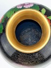 Early 20th Century Chinese Black Enamel Cloisonne Floral Design 9  Vase Pink Red