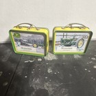 John Deere Tractor Mini 4     Metal Lunch Boxes Tins W  Handles   Latches Lot Of 2