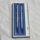 Vintage Cross Ballpoint Pen   Pencil Set With Box  3501 Usa Lustrous Chrome 