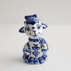 Handmade Gzhel Porcelain Goat Figurine Hand Painted Blue White Zodiac 3 5 