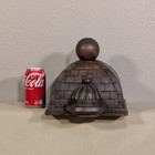 Antique European Gothic Renaissance Oak Wood Round Finial Architectural Decor