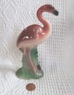Vintage Mcm Hand Painted 6 1 2  Glossy Ceramic Pink Flamingo 1950 s Mid-century