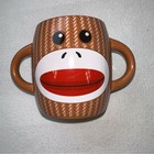 Galerie Sock  Monkey  Double Handled Coffee  Tea Mug Cup 16 Oz 