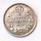  79 A 1917 Canadian 5 Cent Silver Coin