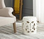 Stencil Blossom Ceramic Decorative Garden Stool  Antique White