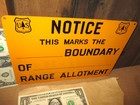 Notice --- Boundary --- Old   Vintage   Original -- Tin Sign - Us Forest Service
