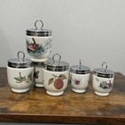 Set Of 6 Royal Worcester Porcelain Egg Coddlers With Lids England Wren Vint