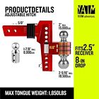 Adjustable Trailer Hitch Ball Mount Fits 2  2 5  Receiver  6 8 10 Inch Drop rise