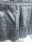 Antique Victorian Black Polished Cotton Petticoat Skirt W  Pleated Hem Excellent