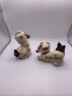 Vtg Ceramic Dog Figurines Made In Japan  Set Of 2 Brown White