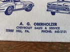 1965 Chevrolet Advertising Paper Napkin Vintage Dealer Ad Corvette Car Chevy