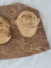 Hand Carved Oriental Chinese Warrior Opera Wood Masks Wall Plaque Rare Vintage