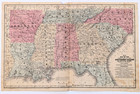 1852 Southern States Map Original Georgia Tennessee Florida South Carolina
