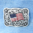 Western Stars   Scroll American Flag Dress Belt Buckle Patriotic Usa      cpa969