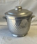 Vintage Mid Century Modern Hammered Aluminum Ice Bucket Made In Italy