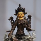 Tibet Buddhism Temple Bronze Gilt Silver Tara Kwan-yin Goddess Buddha Statue