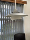 Vintage Danish Mid-century Modern Pendant Lamp     Jeka Rigla     Grey Metal   Glass