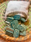 Engraved Ceramic Rune Set Elder Futhark Norse Ritual Divination With Pouch