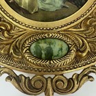 Vintage Victorian Style Ornate Brass Round Picture Frame 1960s European Heavy