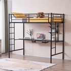 Metal Twin Size Loft Bed Frame With Writing Desk And Ladder For Kids Teen Adult