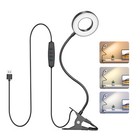 1x Clip On Light Led 3 Color Modes Reading Desk Lamp 360  rotatable Bedside Light