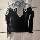 Rod s Women s Western Show Shirt Black blue Silver Rhinestone High Collar Sz S