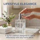 Clear Glass Soap Dispenser With Pump Geometric Texture Refillable Decorative