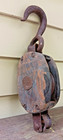Vintage Antique Single Six By 4-inch Block And Tackle Pulley With 5 5 Inch Hook