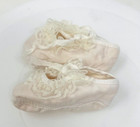 Vintage Soft Cloth White Baby Shoes With Lace Trim Fits Reborn Dolls