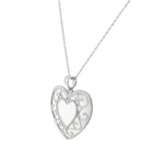 Sterling Silver Genuine Mother-of-pearl Extra Large Love Heart Pendant Necklace