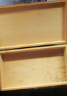  antique Pyrography Wood Hinged Glove Box Burnt Wood Work Outside
