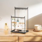 3 Tier Black Jewelry Stand  Necklace Organizer  Earring Holder With 44 Holes    