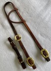 Schutz Brothers Premium Harness Leather   Brass Headstall   New Curb Chin Strap