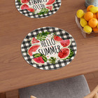 Hello Summer Watermelons Round Placemats Set Of 4 Table Decor 14x14 In