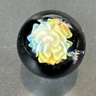 Contemporary Handmade Art Glass Marble 1 12  Fumed Flower Implosion Floral Mib
