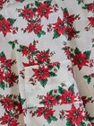 Vintage  Christmas Hostess Half Apron Poinsettias Pocket Hand Crafted