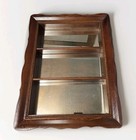 Vintage Wood Mirrored Shelf - Wall Hanging Shadow Box Shelve With Mirror Backing