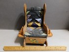 Antique Handmade Rocking Chair Sewing Kit Scissor Holder Pin Cushion