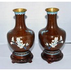 Chinese Cloisonn   Enamel And Brass Thousand Flowers Vase Set