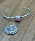 Native Navajo Handmade Sterling Silver Pink Conch Shell Stacker Cuff Bracelet