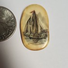 Hand Made Scrimshaw Replica Sailboat  Necklace Charm  Hand Etched On Tagua Nut