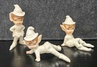 Vtg Set Of Lefton  Iridescent White Pixie Elf Whimsical Figures Japan Christmas