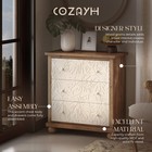 Cozayh Rustic Farmhouse Dresser With Carved Leaves Pattern And 3 Drawers  White